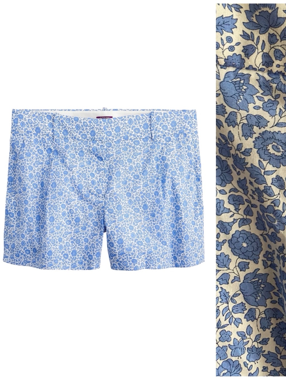 J.Crew Liberty D'Anjo Coast Blue Floral Print High Rise Pleated Shorts 0
